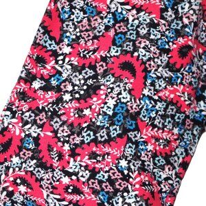 LuLaRoe TC Tall Curvy Leggings XL Floral Paisley Pink Blue White Salmon Black